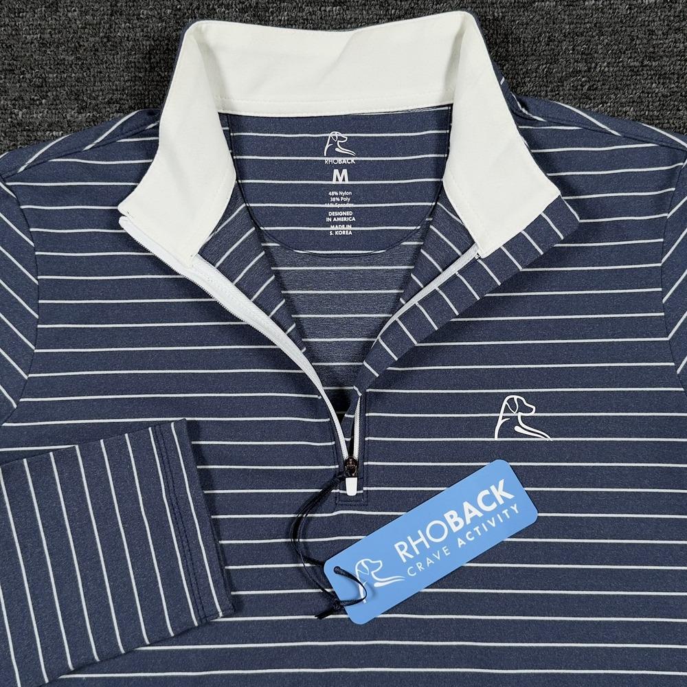 Rhoback Catalina Performance Q-Zip Pullover Womens Medium Blue Stripe NWT
